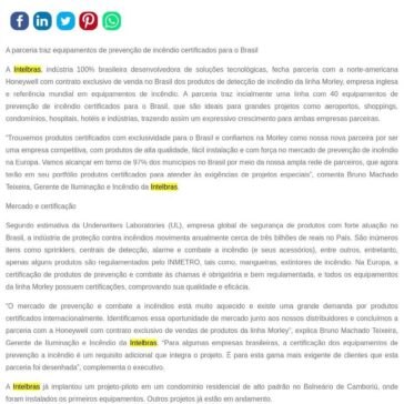 Intelbras fecha parceria com Honeywell com exclusividade na linha de produtos de prevenção de incêndio da Morley- SEGS