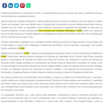Especialistas e lideranças políticas defendem o interesse público e social da filantropia- SEGS