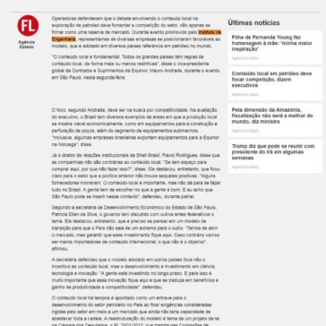 Conteúdo local em petróleo deve focar competição, dizem executivos | Folha de Londrina- Folha de Londrina
