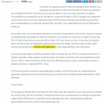 Equinor planeja elevar produção de petróleo no Brasil- A Crítica (On-line)