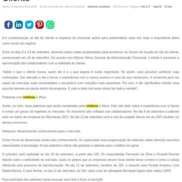 Senior organiza ações para Semana do Cliente- SEGS