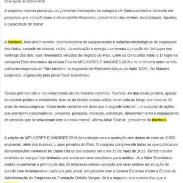 Intelbras é destaque nos principais rankings de negócios do País- Porto Gente