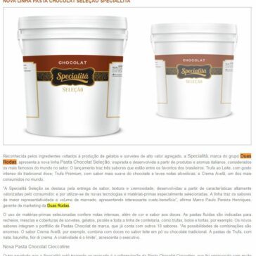 NOVA LINHA PASTA CHOCOLAT SELEÇÃO SPECIALLITÁ – Guia Food Service