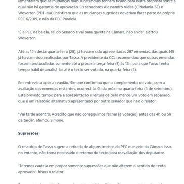 Relatório de Tasso à PEC da Previdência é lido na CCJ e votação será no dia 4- Doura News