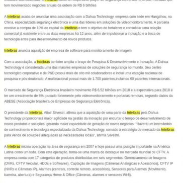 Chinesa Dahua Technology compra 10% do capital da Intelbras- Fusões & Aquisições