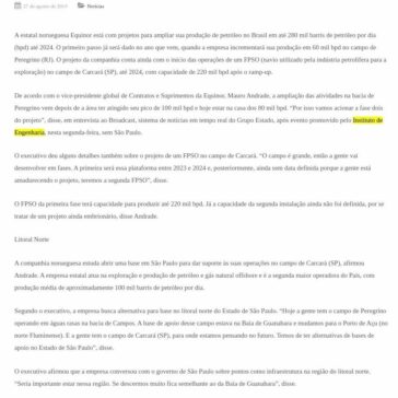 Equinor planeja elevar produção no Brasil- Paranoá Energia