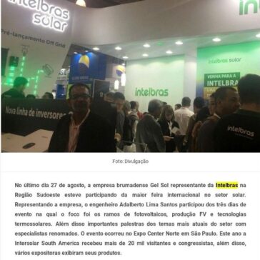 Engenheiro da Gel Sol parceira da Intelbras participa de Feira Internacional Intersolar South Amarica 2019- 97 News