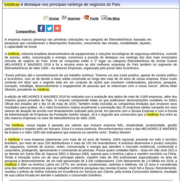 Intelbras é destaque nos principais rankings de negócios do País-Difundir
