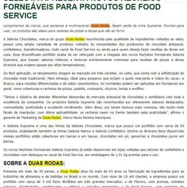 SELECTA APRESENTA NOVOS RECHEIOS FORNEÁVEIS PARA PRODUTOS DE FOOD SERVICE – Aditivos & Ingredientes