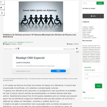 PREFEITURA DE VINHEDO PROMOVE 16ª SEMANA MUNICIPAL DOS DIREITOS DA PESSOA COM DEFICIÊNCIA- Jornal Classificados