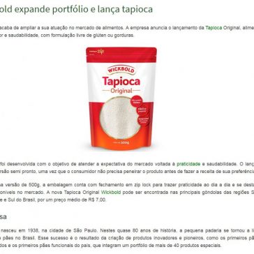 Wickbold expande portfólio e lança tapioca- Nutrição & Prazer