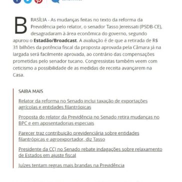 Mudanças do relator da reforma da Previdência no Senado desagradam a área econômica- Terra