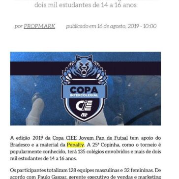 Copa de futsal une Jovem Pan, CIEE, Bradesco e Penalty- Propmark