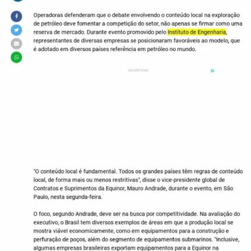 Conteúdo local em petróleo deve focar competição, dizem executivos- Cgn