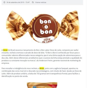 Arcor lança bombom de Doce de Leite – EmbalagemMarca