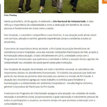 O importante papel social do voluntário em unidades de saúde- Mais Nacional