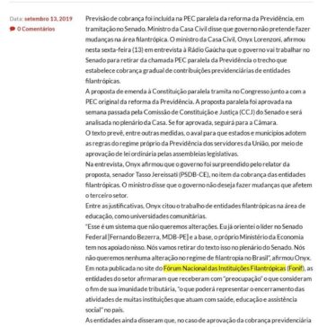 Onyx diz que governo quer impedir cobrança de contribuição previdenciária de filantrópicas – Portal G1 News