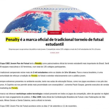 Penalty é a marca oficial de tradicional torneio de futsal estudantil- Marketing Esportivo