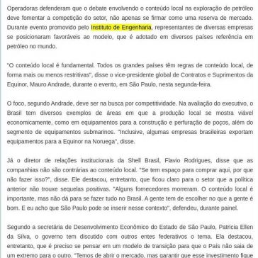 Conteúdo local em petróleo deve focar competição, dizem executivos- Correio do Papagaio