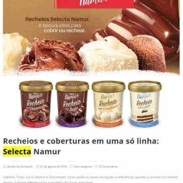Recheios e coberturas em uma só linha: Selecta Namur – Rodrigo Representações