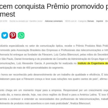 Fibracem conquista Prêmio promovido pela Aberimest- SEGS