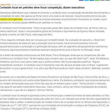 Conteúdo local em petróleo deve focar competição, dizem executivos- Jornal do Comércio