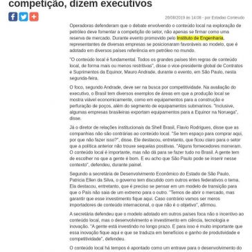 Conteúdo local em petróleo deve focar competição, dizem executivos -Jornal do Oeste