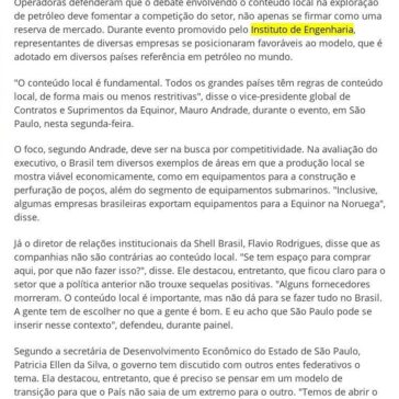 Conteúdo local em petróleo deve focar competição, dizem executivos- Diário de Notícias (On-line)