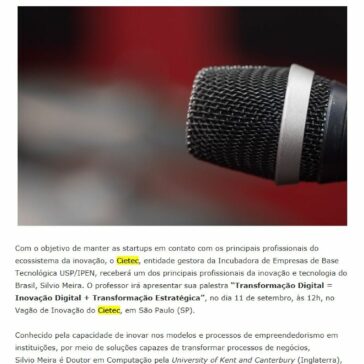 Cietec promove palestra sobre Transformação Digital = Inovação Digital + Transformação Estratégica- E-Commerce News