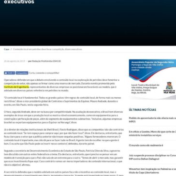 Conteúdo local em petróleo deve focar competição, dizem executivos- ES Hoje