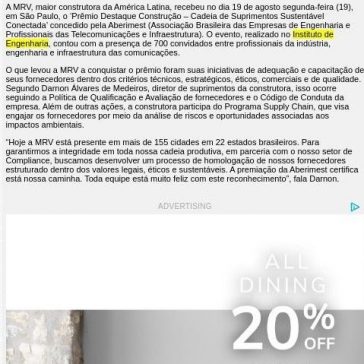 MRV recebe Prêmio Aberimest por suas práticas junto aos seus fornecedores- Portal Fator Brasil