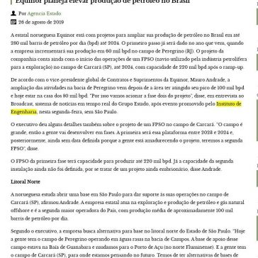 Equinor planeja elevar produção de petróleo no Brasil- Tribuna do Sertão