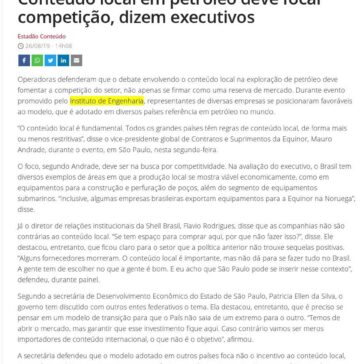 Conteúdo local em petróleo deve focar competição, dizem executivos- Isto É Dinheiro (On-line)