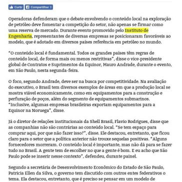 Conteúdo local em petróleo deve focar competição, dizem executivos- Repórter Diário (On-line)