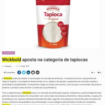 Wickbold aposta na categoria de tapiocas – Newtrade