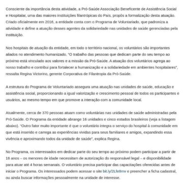 O importante papel social do voluntário em unidades de saúde- Portal Hospitais Brasil