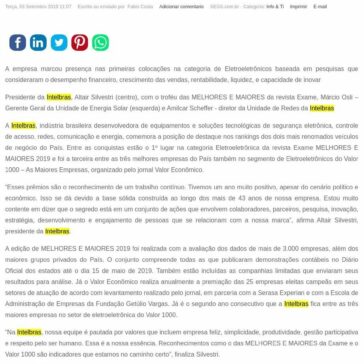 Intelbras é destaque nos principais rankings de negócios do País- SEGS