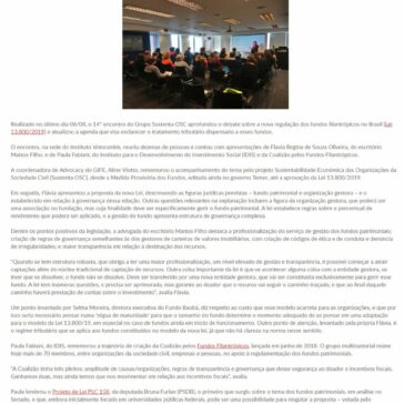 14° encontro do grupo Sustenta OSC promove atualização sobre fundos patrimoniais- APF