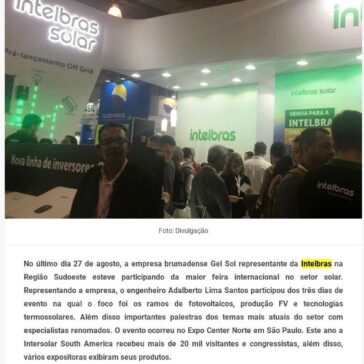 Engenheiro da Gel Sol parceira da Intelbras participa de Feira Internacional Intersolar South Amarica 2019- 97 News