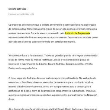Conteúdo local em petróleo deve focar competição, dizem executivos -DCI (On-line)