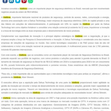 Intelbras e Dahua anunciam associação para impulsionar inovação e o desenvolvimento de novas tecnologias- SEGS
