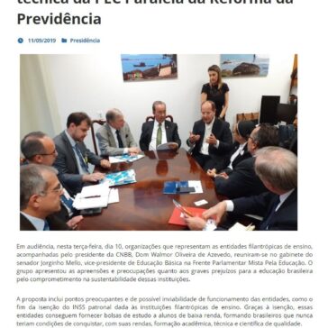 Entidades filantrópicas pedem análise técnica da PEC Paralela da Reforma da Previdência – CNBB