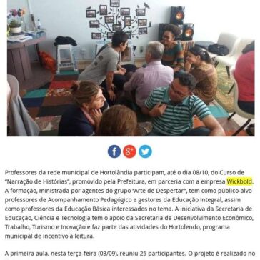 Narração de histórias é tema de formação para professores- Portal Hortolândia