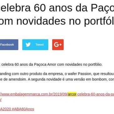 Arcor, celebra 60 anos da Paçoca Amor com novidades no portfólio. – ABA
