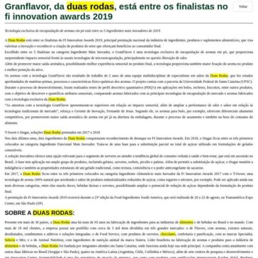 Granflavor, da duas rodas, está entre os finalistas no fi innovation awards 2019 – Aditivos & Ingredientes