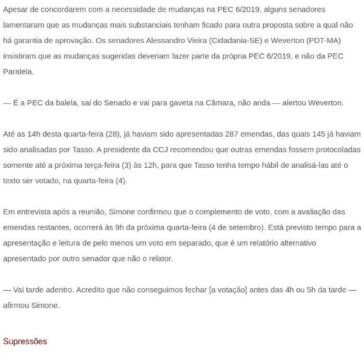 Relatório de Tasso à PEC da Previdência é lido na CCJ. Votação será 4 de setembro- Zero um Informa
