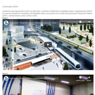 Assista ao seminário “Redefinindo a mobilidade urbana” -SEESP