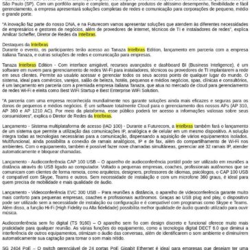FUTURECOM 2019: Intelbras marca presença no evento com soluções de redes e comunicação voltadas para o segmento empresarial- Difundir