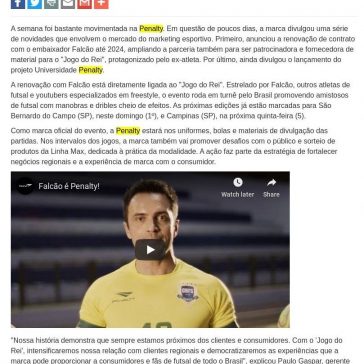 Penalty renova com Falcão e lança projeto Universidade Penalty- Máquina do Esporte