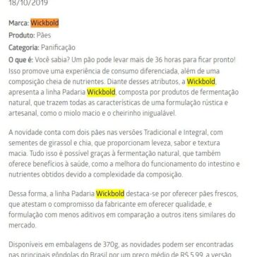 Wickbold lança pães com fermentação natural- Mundo do Marketing
